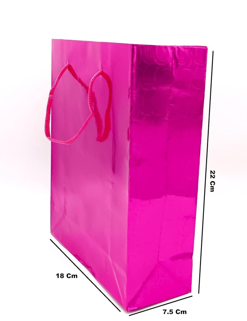 Gold Leaf GOLD LEAF Glitter Paper Bags 12Pcs With Handles,Reusable Iridescent Gift Bags for Gift Giving, Baby Shower Gift Bags,Christmas, Party Wrapping Solution(18 x 7.5 x 22 Cm)(Pink)  - Image 3