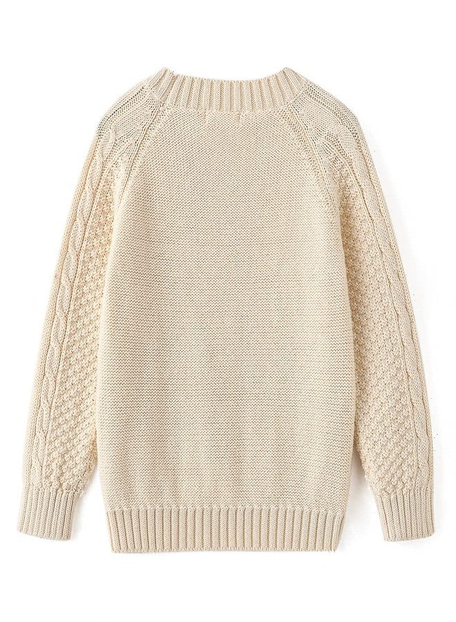 Curipeer Baby Boys' Girls' Cable Knit Sweater Long Sleeve Solid Pullover Toddler Crew Neck Fall A-Apricot - Image 3