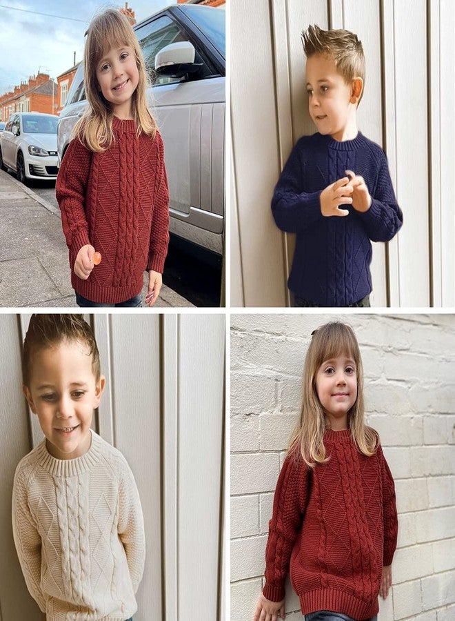 Curipeer Baby Boys' Girls' Cable Knit Sweater Long Sleeve Solid Pullover Toddler Crew Neck Fall A-Apricot - Image 2