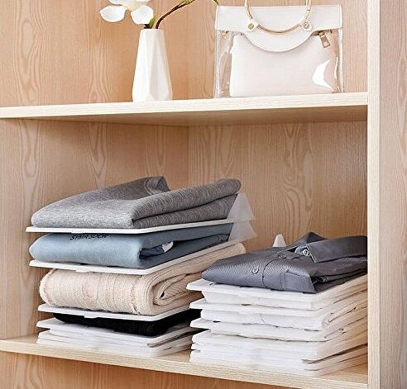 Cazuela Cazuela Plastic Closet Drawer Wardrobe Organizer Cabinet Folding Board for Shirts TShirt Jeans Storage Rack Pack of 6 Sheet 31 x 25 cm Multi Color  - Image 3