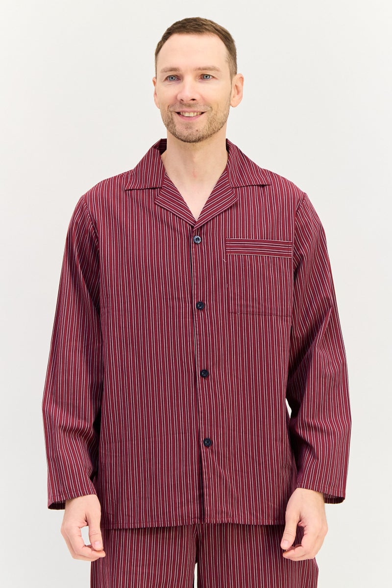 English Laundry Men 2 Pieces Stripe Top And Pants Pyjama Set, Red - Image 3