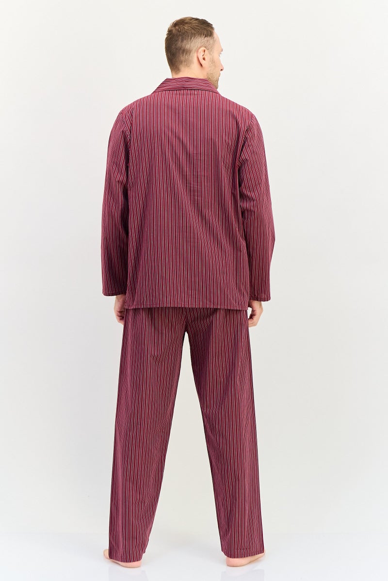 English Laundry Men 2 Pieces Stripe Top And Pants Pyjama Set, Red - Image 4