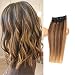 FEIPRO Real Remy Clip In Human Hair Extensions for Thinning Hair Short Hair add Women Hair Volume Straight Natural Invisible Lady Parts Frontal Bangs Toppers 6Inch #P4/27 Medium Brown/Dark Blonde - Image 2