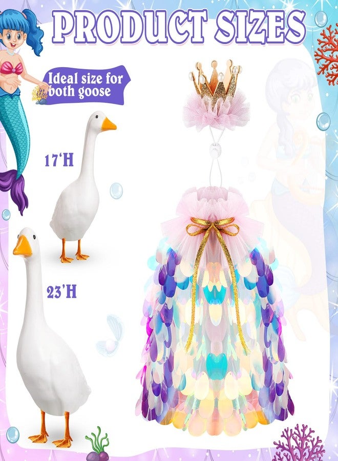 Jeere Princess Porch Goose Outfit Cute Goose Costume Sparkly Rainbow Sequin Cape 17" 23" Statue Cute Decoretion Accessories for Outdoor Lawn Garden Patio Yard Wedding Party - Image 2