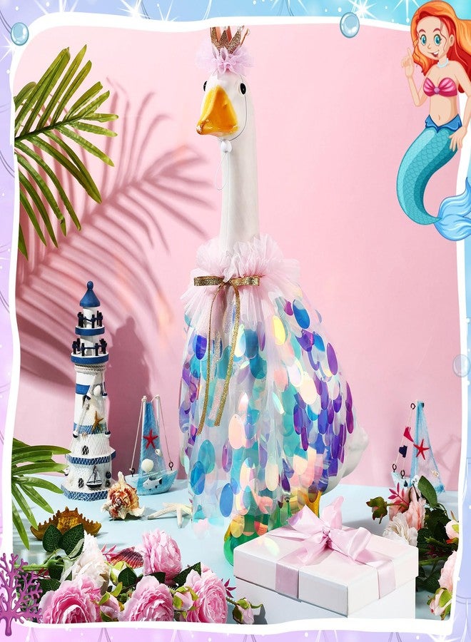 Jeere Princess Porch Goose Outfit Cute Goose Costume Sparkly Rainbow Sequin Cape 17" 23" Statue Cute Decoretion Accessories for Outdoor Lawn Garden Patio Yard Wedding Party - Image 4