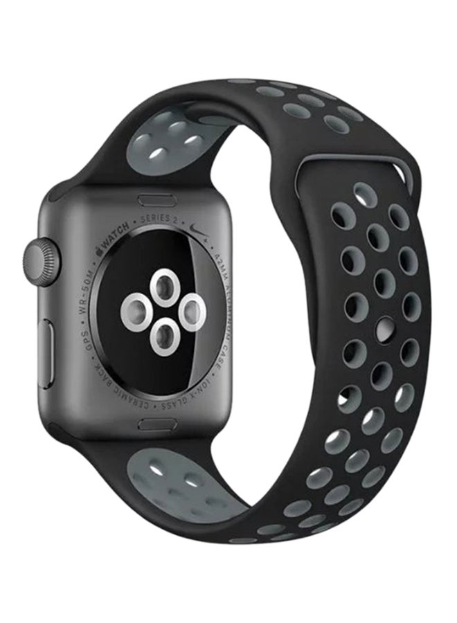 TWEGGON Silicone Dot Sport Band/Strap for Apple Watch All Series Compatible with 46mm/45mm/44mm/49mm Black/Grey - Image 2