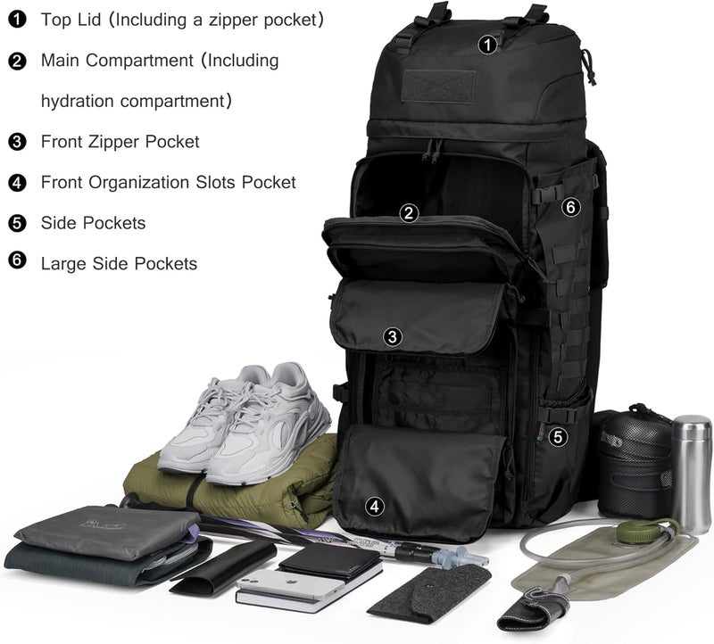 Mardingtop 75L Molle Hiking Internal Frame Backpacks with Rain Cover for Camping,Backpacking,Travelling - Image 5