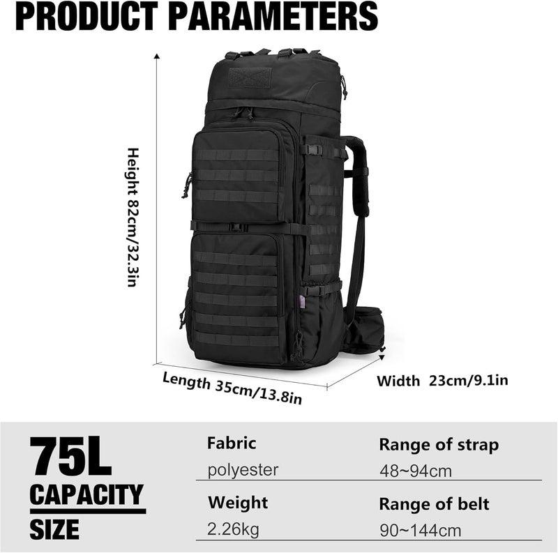 Mardingtop 75L Molle Hiking Internal Frame Backpacks with Rain Cover for Camping,Backpacking,Travelling - Image 2