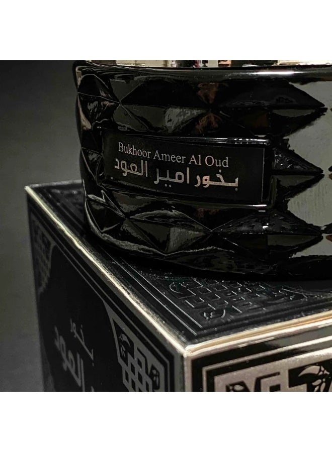 Hassan Shahin Ahmed Perfumes Bukhoor Ameer Al Oud Incense, Premium Arabic Oud & Amber Scent, Black, 70g - Image 1