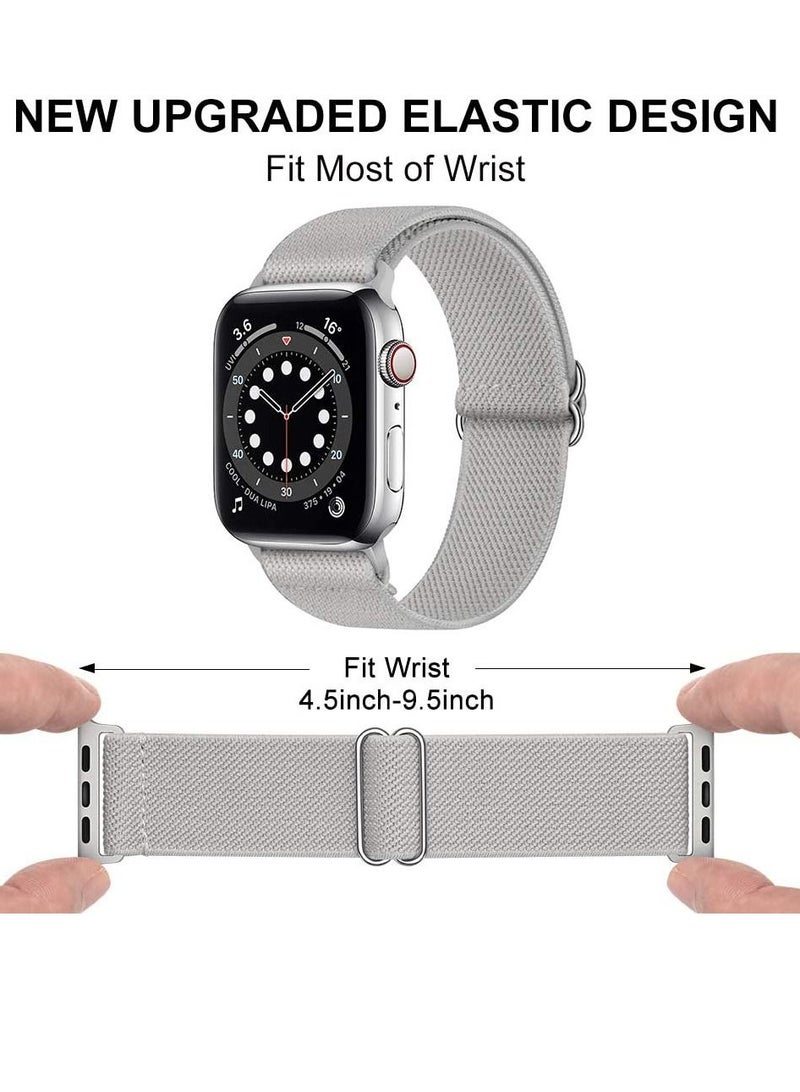Phone Planet Nylon Solo Loop Bands Compatible with Apple Watch 42mm 44mm, Adjustable Stretch Braided Sport Elastics Women Men Strap Compatible with iWatch Series 6/5/4/3/2/1 SE, Gray - Image 2