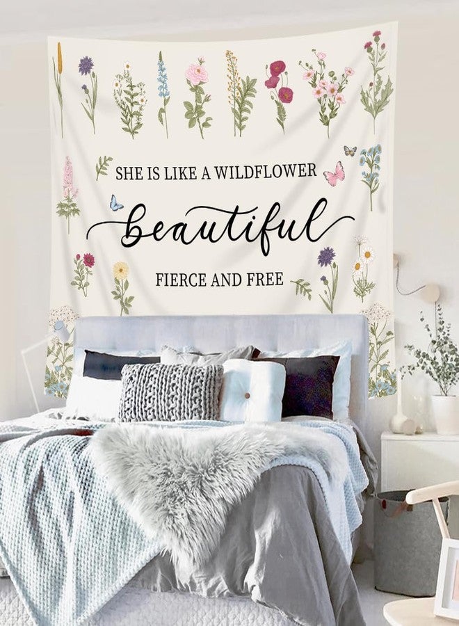 Riyidecor Floral Inspirational Quotes Tapestry Wall Hanging Botanical Plant 59Wx51H Inch Rustic Wildflower Farmhouse Motivational Natural Aesthetic Herbs Home Dorm Decor Art Living Room Bedroom - Image 4
