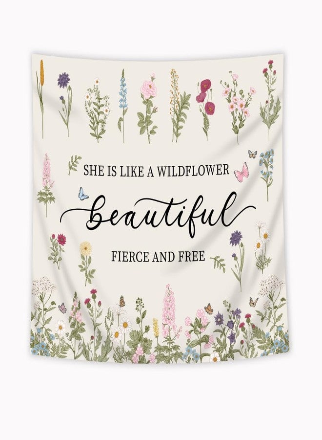 Riyidecor Floral Inspirational Quotes Tapestry Wall Hanging Botanical Plant 59Wx51H Inch Rustic Wildflower Farmhouse Motivational Natural Aesthetic Herbs Home Dorm Decor Art Living Room Bedroom - Image 5