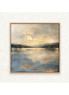 Art Decor Art Decor Framed Canvas Wall Art of Gold Abstract Lake and Mountain Square Print Wall Decor for Home Office Living Room Bedroom Gifting  - Image 1