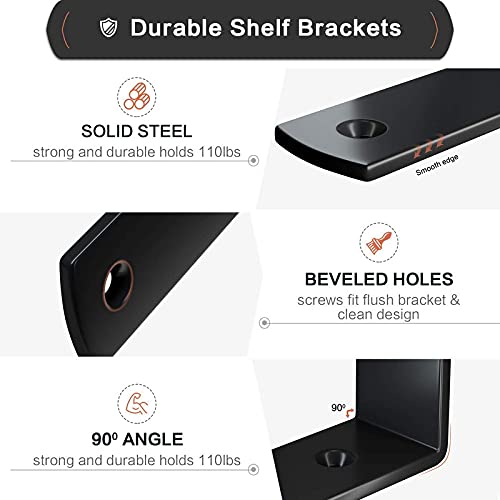 Metalick Wall Bracket L Shape with Screws Set of 2 Wall Floating Shelf Bracket Iron Shelf Brackets Metal Shelf Bracket Modern Shelf Bracket 6x4x1 - Image 4