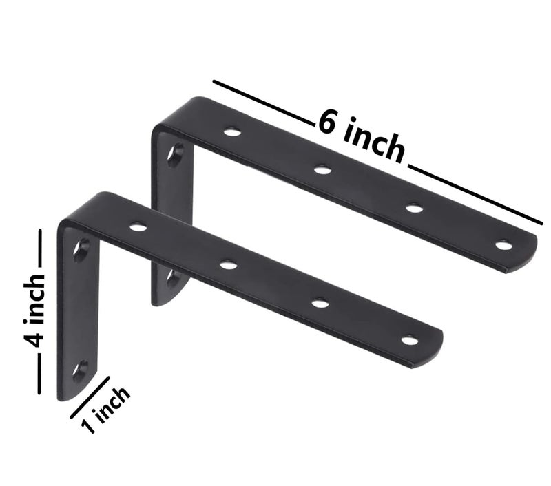 Metalick Wall Bracket L Shape with Screws Set of 2 Wall Floating Shelf Bracket Iron Shelf Brackets Metal Shelf Bracket Modern Shelf Bracket 6x4x1 - Image 2