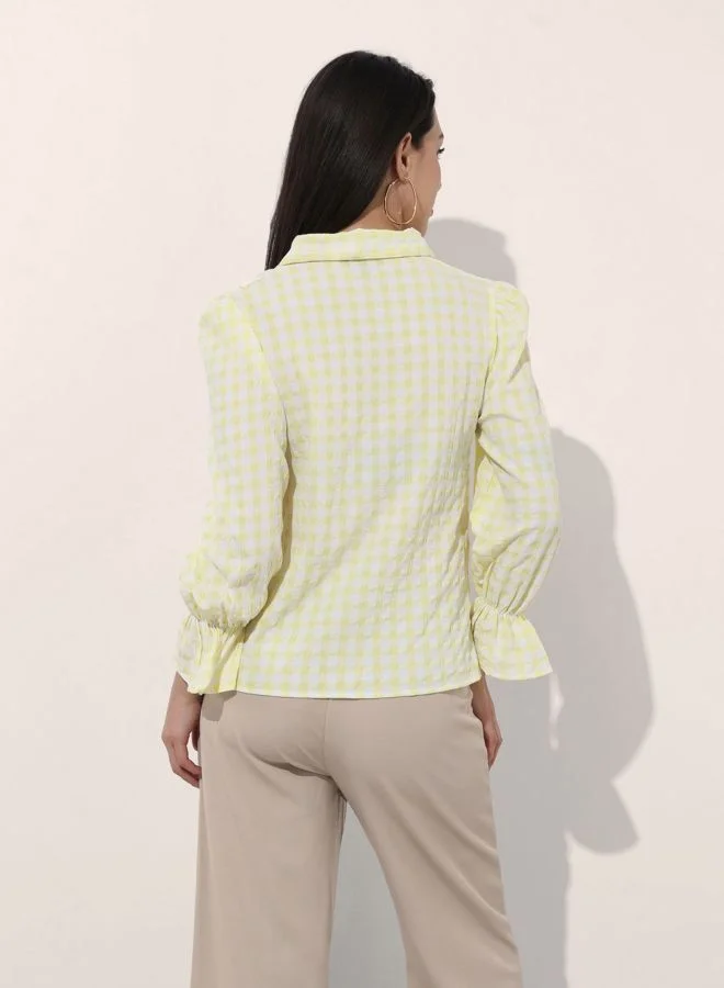 Freehand  Women Regular Fit Textured Shirt Collar Long Sleeve Long Shirt  | Best Price UAE