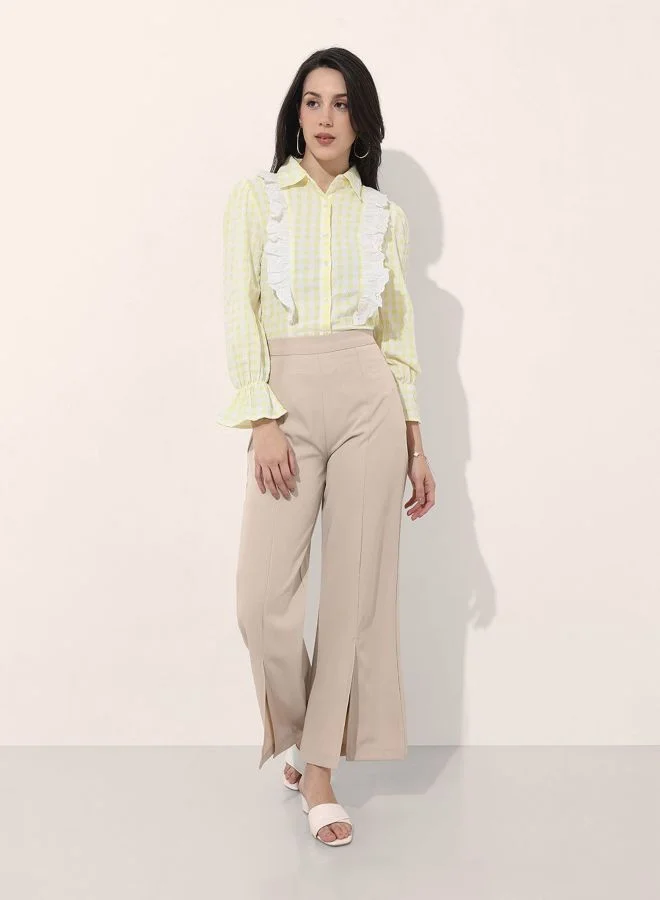 Freehand  Women Regular Fit Textured Shirt Collar Long Sleeve Long Shirt  | Best Price UAE