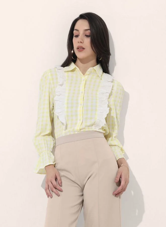 Freehand  Women Regular Fit Textured Shirt Collar Long Sleeve Long Shirt  | Best Price UAE