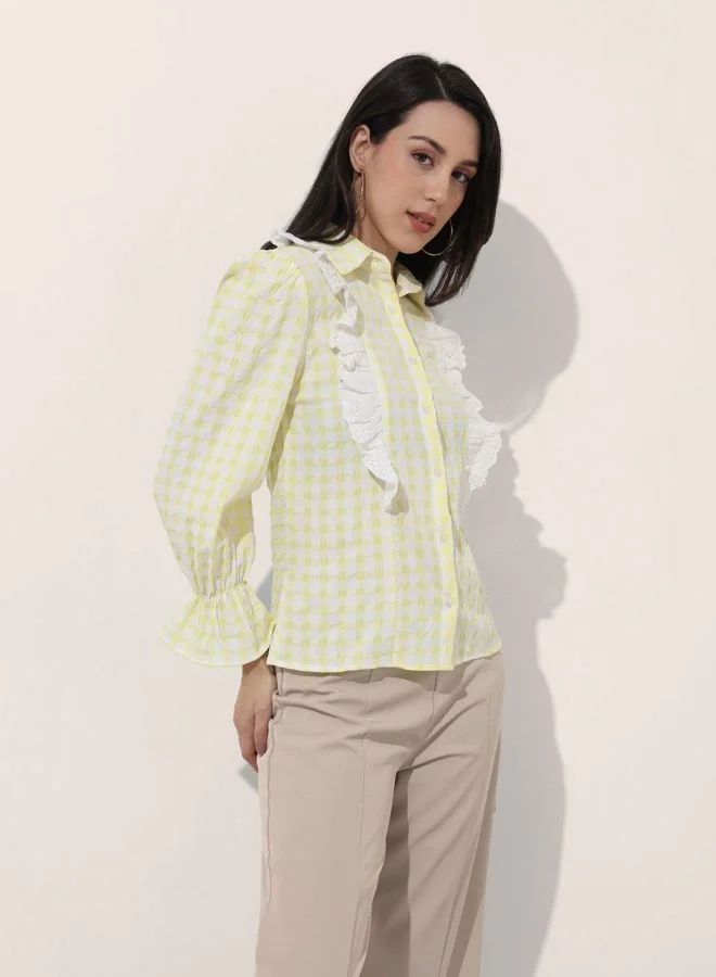 Freehand  Women Regular Fit Textured Shirt Collar Long Sleeve Long Shirt  | Best Price UAE