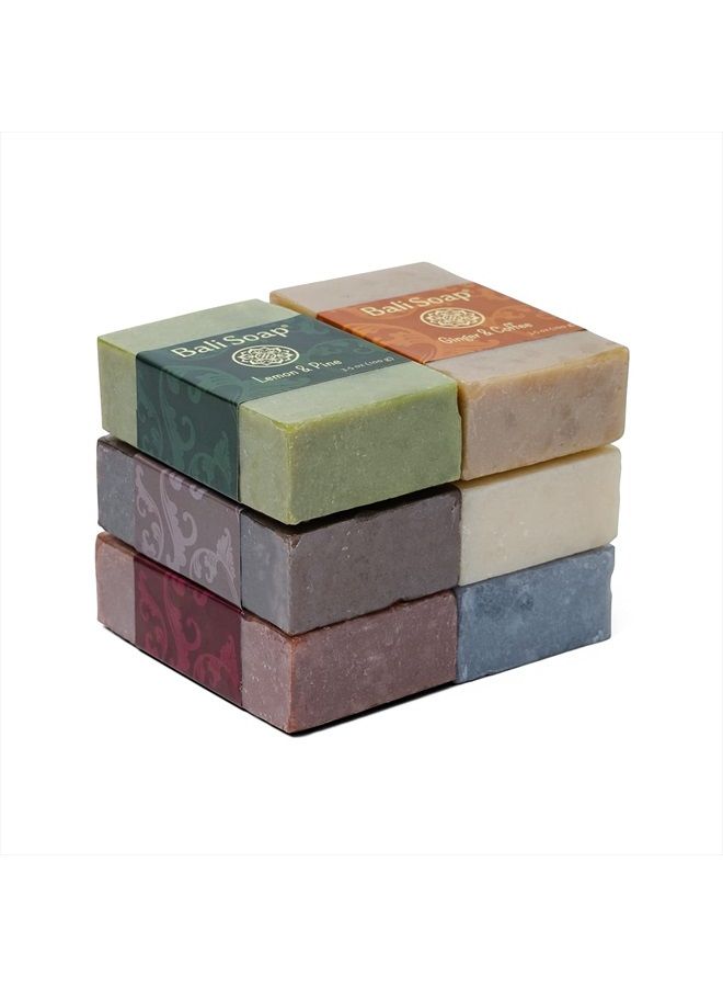 Bali Soap مجموعة صابون طبيعي للرجال، صابون رجال طبيعي بالكامل، صابون استحمام وهدايا فاخرة للرجال - صابون نباتي ومصنوع يدويًا للوجه واليدين والجسم، 6 قطع 3.5 أونصة لكل منها - Image 4