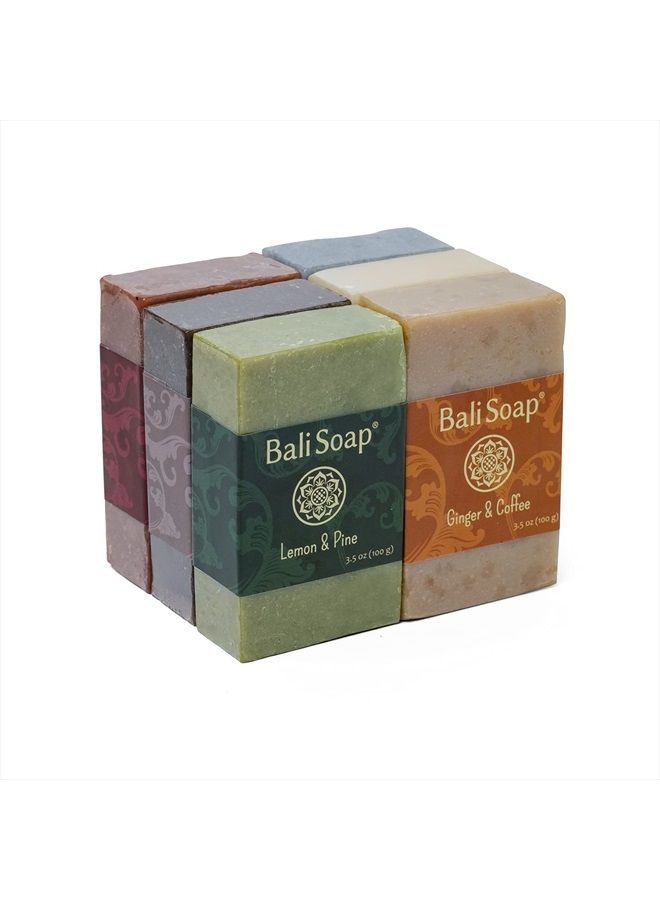 Bali Soap مجموعة صابون طبيعي للرجال، صابون رجال طبيعي بالكامل، صابون استحمام وهدايا فاخرة للرجال - صابون نباتي ومصنوع يدويًا للوجه واليدين والجسم، 6 قطع 3.5 أونصة لكل منها - Image 3