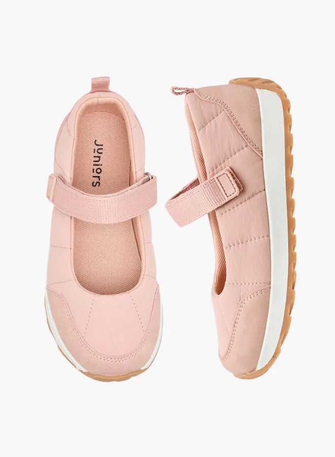 جونيورز Girls Textured Mary Jane Shoes with Hook and Loop Closure