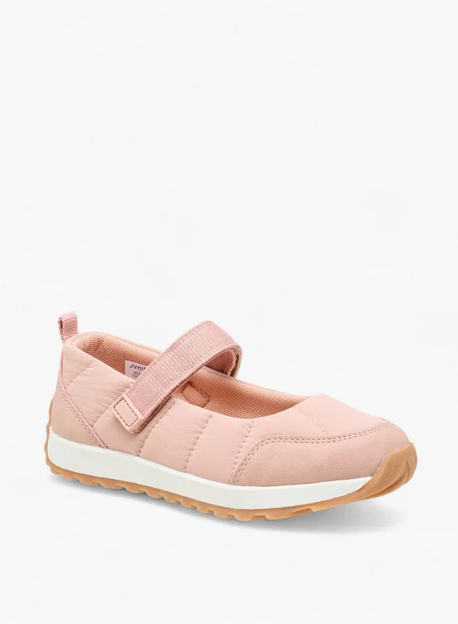 جونيورز Girls Textured Mary Jane Shoes with Hook and Loop Closure