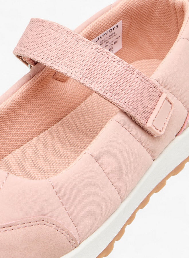 JUNIORS Girls Textured Mary Jane Shoes with Hook and Loop Closure  - Image 4