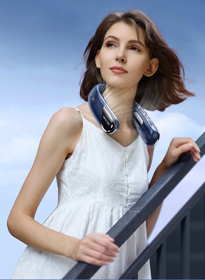 DUNISO مروحة رقبة محمولة مع شاشة عرض للبطارية، 5 سرعات قابلة لإعادة الشحن، مروحة رقبة بدون شفرات، مروحة شخصية قابلة للارتداء للنساء والرجال، مروحة تبريد رائعة للسفر والخارج والرياضة - Image 3