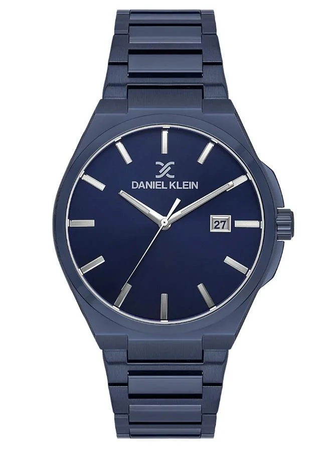 DANIEL KLEIN Men's Stainless Steel Blue Alloy Case Analog Dark Blue Round Sunray Dial Japanese Quartz Premium 50 Meters Water Resistant