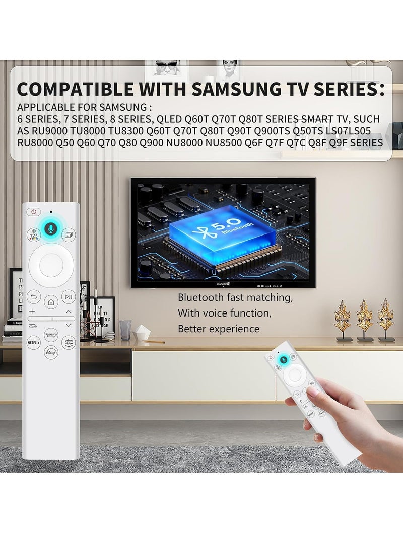 ELTRAZONE Solar Voice Remote Replacement for Samsung Frame TV Remote with Bluetooth Rechargeable Solar Cell, for Samsung  Smart TVs Ultra HD 4K 8K Neo QLED UHD, 4 Shortcut Buttons, White - Image 3