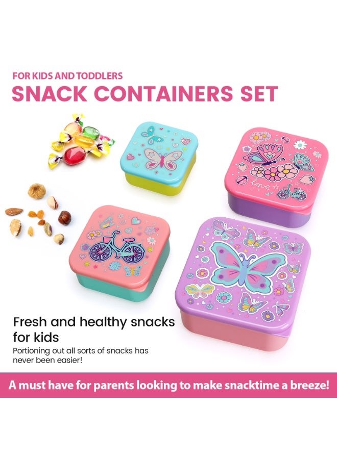 لاكي كيدز صندوق الطعام 4 قطع من نوع "Lucky Kids" مع أغطية مقاومة للتسرب، قابلة للتركيب، صناديق "بنتو" صغيرة سهلة الفتح لتخزين طعام الأطفال، الأطفال الصغار وطعام الرضع. - Image 2
