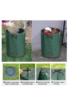 Generic Garden Waste Bags, Heavy Duty 120 Litre Lawn Cleaning Bag, Builders Bags Reusable, Industrial Fabric and Handles, Green Garden Waste Sacks, Garden Bags Heavy Duty with Handles, 3 Pcs  - Image 5
