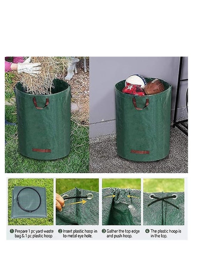 Generic Garden Waste Bags, Heavy Duty 120 Litre Lawn Cleaning Bag, Builders Bags Reusable, Industrial Fabric and Handles, Green Garden Waste Sacks, Garden Bags Heavy Duty with Handles, 3 Pcs  - Image 5