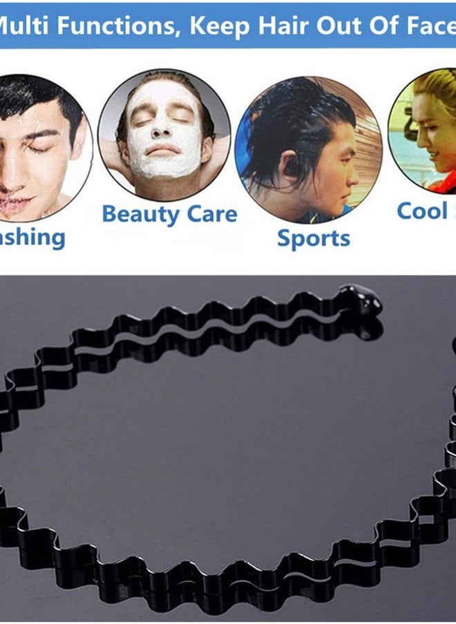 bodbop XINGZHE - Hair Bands, Metal Hairband for Men Women, Fashion Headbands for Washing Face Makeup Sports, Non Slip Wavy Men's Hairband (Black, 1 Count Pack of 1) - Image 1
