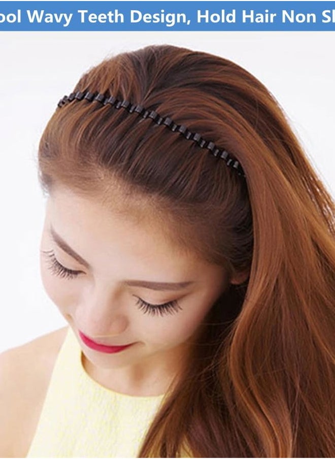 bodbop XINGZHE - Hair Bands, Metal Hairband for Men Women, Fashion Headbands for Washing Face Makeup Sports, Non Slip Wavy Men's Hairband (Black, 1 Count Pack of 1) - Image 1