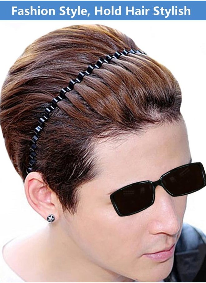 bodbop XINGZHE - Hair Bands, Metal Hairband for Men Women, Fashion Headbands for Washing Face Makeup Sports, Non Slip Wavy Men's Hairband (Black, 1 Count Pack of 1) - Image 1