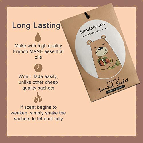 Liffly حقيبة أكياس معطرة برائحة خشب الصندل من LIFFLY 14 عبوة لدرج وخزانة هدية مميزة - Image 2