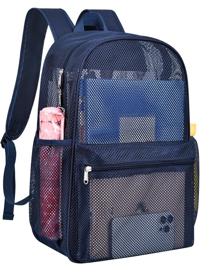 Paxiland Mesh Backpack Lightweight See Through Backpack for Commuting Swimming Travel Beach Outdoor Sports Blue, Large - Image 1