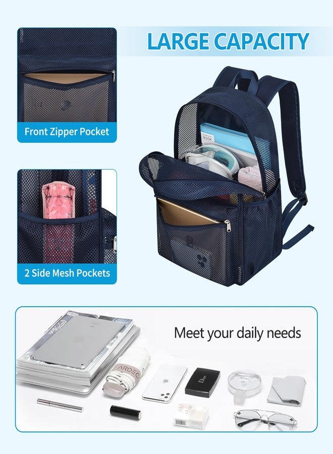 Paxiland Mesh Backpack Lightweight See Through Backpack for Commuting Swimming Travel Beach Outdoor Sports Blue, Large - Image 4