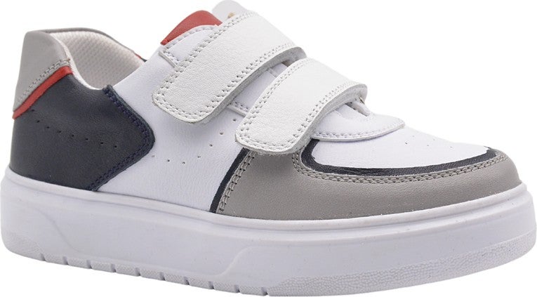 Kids A More Rocks Double Velcro Leather Boy Kids Shoes White - Image 1