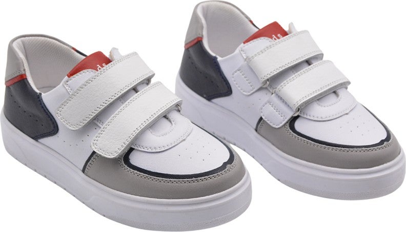 Kids A More Rocks Double Velcro Leather Boy Kids Shoes White - Image 4