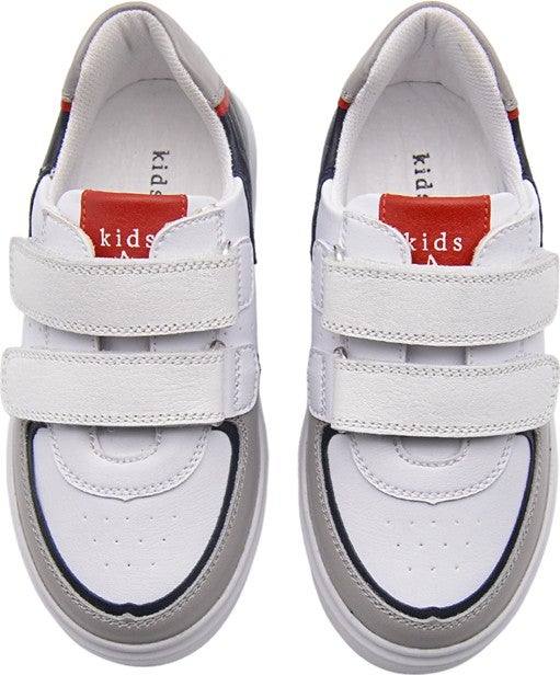 Kids A More Rocks Double Velcro Leather Boy Kids Shoes White - Image 5