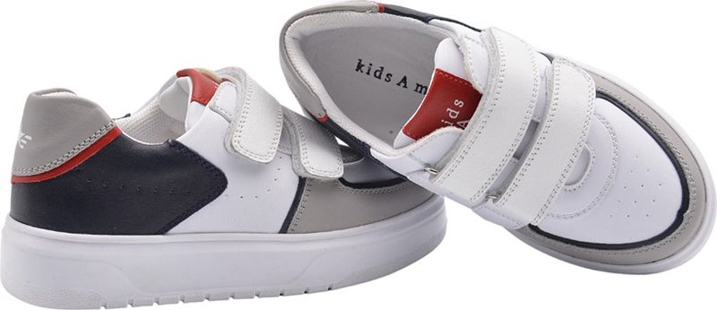 Kids A More Rocks Double Velcro Leather Boy Kids Shoes White - Image 3