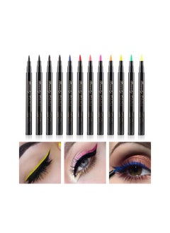 دي ان ام قلم تحديد عيون سائل ملون نيون مقاوم للماء من DNM Cat Eye Makeup قلم تحديد عيون أسود يدوم طويلاً من Make Up Comestics أدوات مكياج (أحمر)  - Image 2