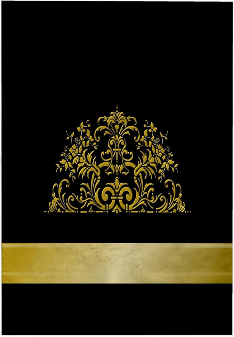 3DROSE 3D Rose Stylish Faux Gold Effect Art Nouveau Floral On Black Background Hand Towel 15 x 22 Multicolor - Image 1