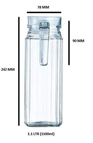 Florezza FLOREZZA 1100ML Sophisticated Glass Water jug with Plastic Cap for Juice Water iced Tea Pitcher Tea Carafe hot Glass Pitcher  - Image 3