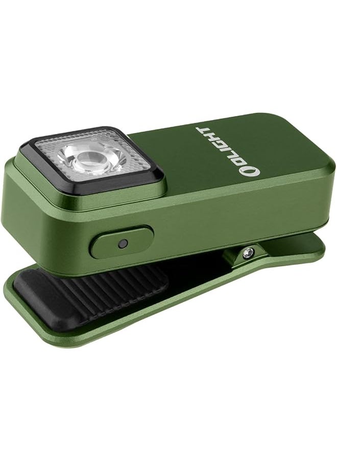 OLIGHT OLIGHT Oclip Flashlight, Hands Free Flashlight with Red& White Light, Lightweight Magnetic Clip-on Light, Bright LED Work Light, Rechargeable Safety Light for Night Walk, Cycling, Warning（OD Green）  - Image 1
