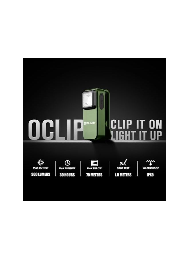 OLIGHT OLIGHT Oclip Flashlight, Hands Free Flashlight with Red& White Light, Lightweight Magnetic Clip-on Light, Bright LED Work Light, Rechargeable Safety Light for Night Walk, Cycling, Warning（OD Green）  - Image 3