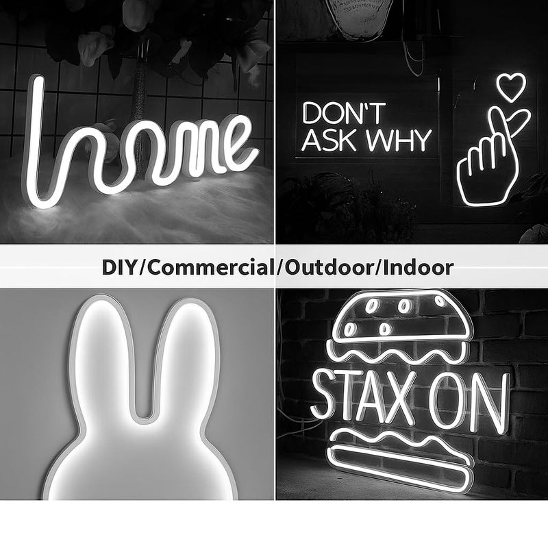 Gesto 16.4 Feet Neon LED Strip Light with 12V Adapter | Cuttable & Flexible Waterproof Rope Light for Wall Decor, Indoor & Outdoor Decoration, Custom Names,Signage & Diwali Decorative Lighting- White - Image 5